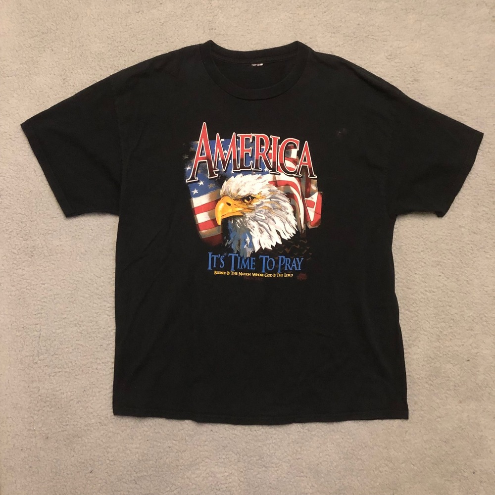 Vtg Living Epistles America Eagle T-Shirt Black XL Religious s Jesus Christ Tee